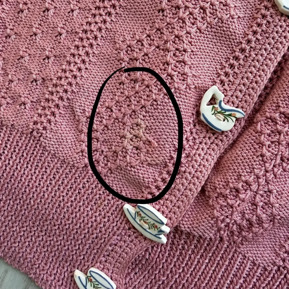 Día North Of Boston 1987 Vintage Cardigan With Teapots & Teacups Buttons - Picture 10 of 10